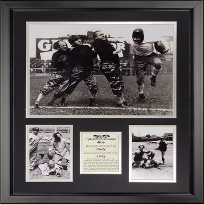Legends Never Die The Three Stooges - Football BW Framed Photo Collage, 16" x 20"