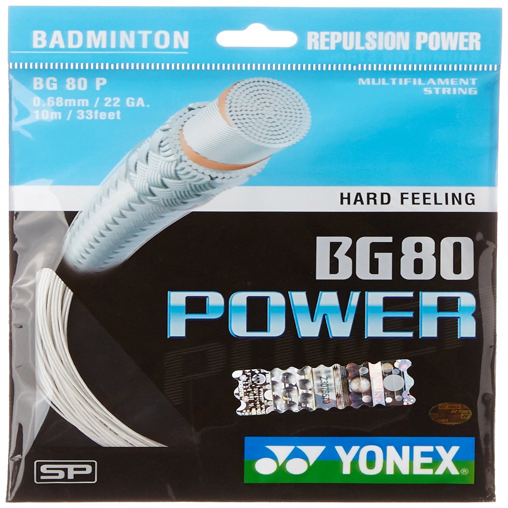 Yonex BG80 Power Badminton Strings, 0.68mm (White)