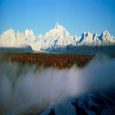 Walls 360 Peel & Stick Wall Mural: Alaska Range at Dawn Denali National Park (36 in x 12 in)