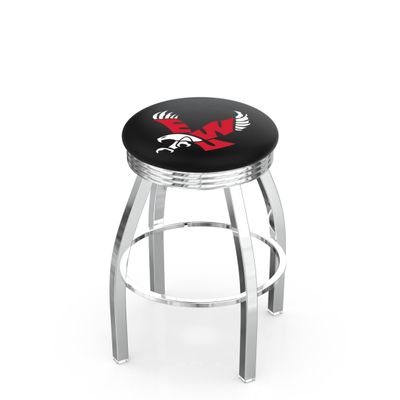 25" L8C3C - Chrome Eastern Washington Swivel Bar Stool with 2.5" Ribbed Accent Ring by The Holland Bar Stool Company