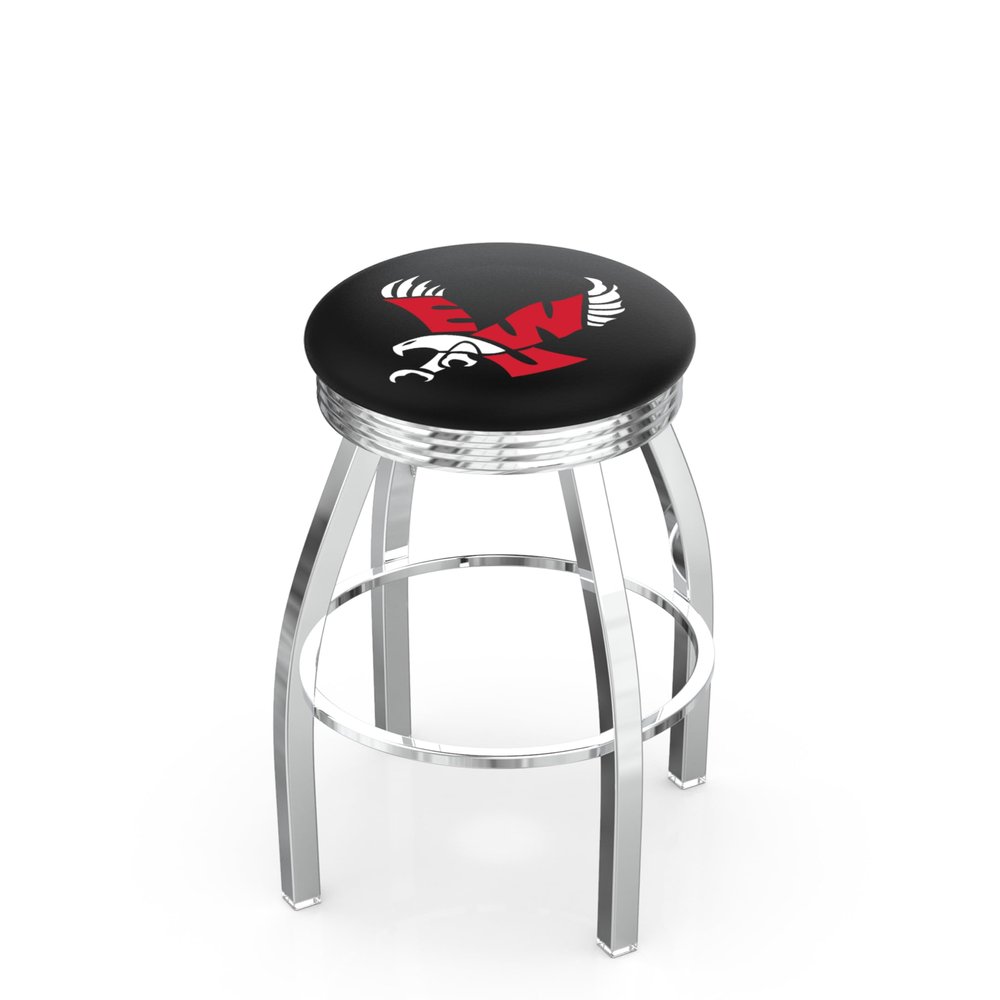 25" L8C3C - Chrome Eastern Washington Swivel Bar Stool with 2.5" Ribbed Accent Ring by The Holland Bar Stool Company