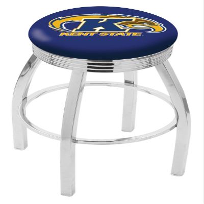 25" L8C3C - Chrome Kent State Swivel Bar Stool with 2.5" Ribbed Accent Ring by The Holland Bar Stool Company