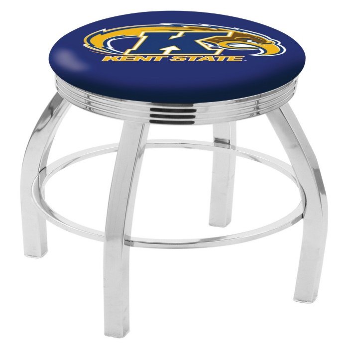 25" L8C3C - Chrome Kent State Swivel Bar Stool with 2.5" Ribbed Accent Ring by The Holland Bar Stool Company