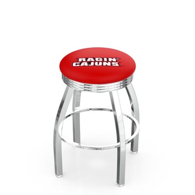 25" L8C3C - Chrome Louisiana-Lafayette Swivel Bar Stool with 2.5" Ribbed Accent Ring by Holland Bar Stool Company