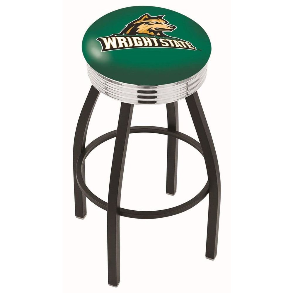 HBS L8B3C Wright State 25" Swivel Counter Stool with a Black Wrinkle and Chrome Finish