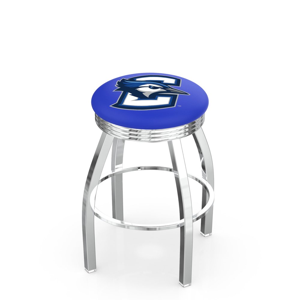 25" L8C3C - Chrome Creighton Swivel Bar Stool with 2.5" Ribbed Accent Ring by The Holland Bar Stool Company