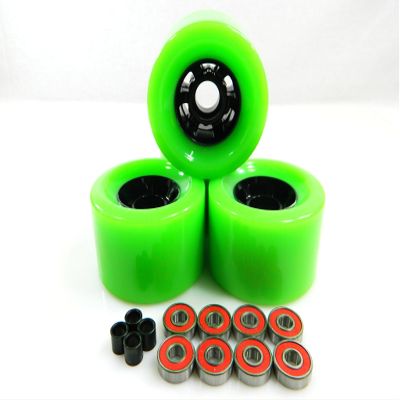 83mm Longboard Flywheels Wheels + ABEC 7 Bearings Spacers (Green)