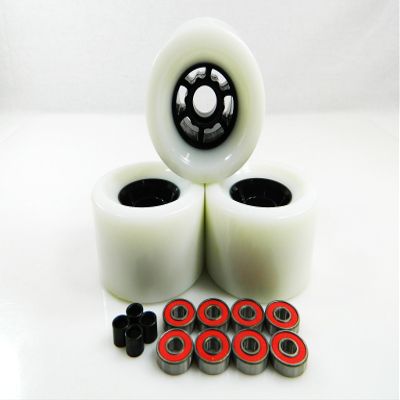 83mm Longboard Flywheels Wheels + ABEC 7 Bearings Spacers (White)