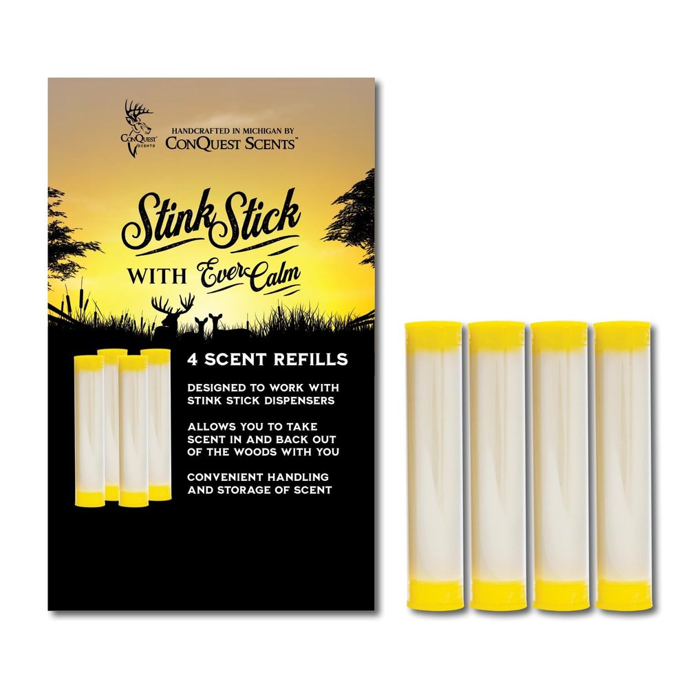Conquest Scents Stink Stick EverCalm Wax Tubes  4 Pack Refill | Deer Attractant Scent Tube for Scent Dispenser | Calming Deer Scent for Hunting | Refill Tubes for Stink Stick