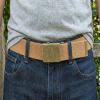 BC Belts Canvas Web Belt Military Style with Antique Brass Buckle and Tip 50" Long (Light Brown) view 2