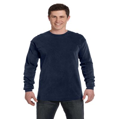 Chouinard Adult Ring Spun Bottom Hem Garment T-Shirt, True Navy, Small