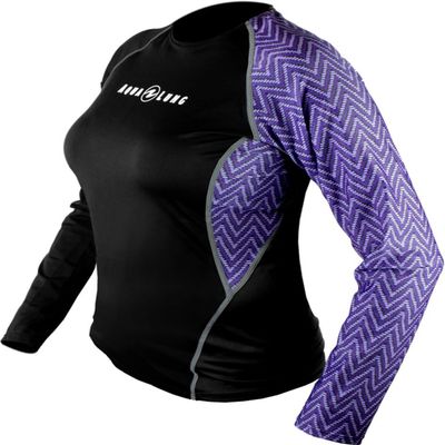 Aqua Lung Women's Short Sleeve Loose Fit Rashguard - Black/ Twilight (Small)