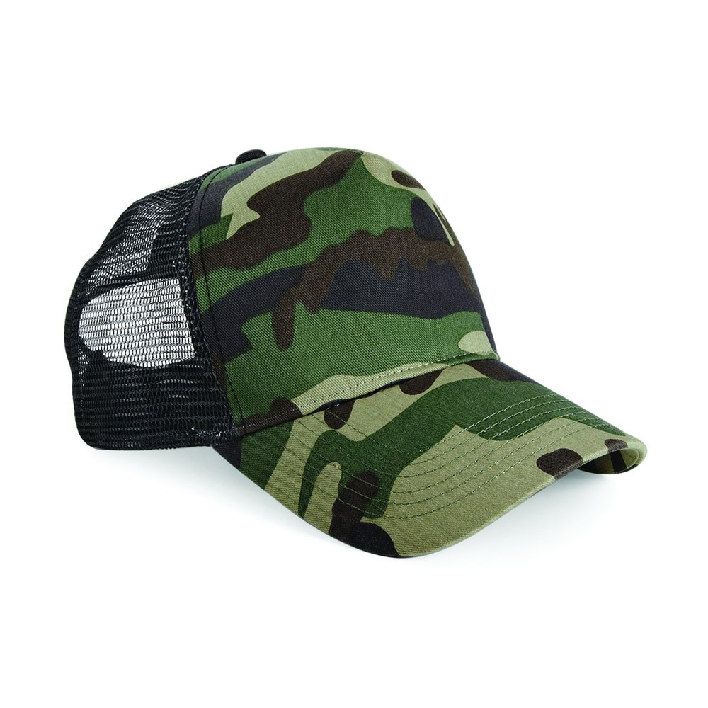 Beechfield Retro Camouflage Snapback Trucker Cap (One Size) (Jungle Camo)