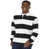 Charles River Apparel Unisex Rugby Shirt, Mens and Womens Cotton Jersey with Classic Stripe Design, Black/White, Large view 1