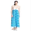 Star Vixen Women's Strapless Solid Bratop Chiffon Skirt Maxi Dress, Blue, Large view 1
