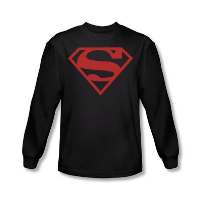 Superman Crimson Logo Long Sleeve T-Shirt Small Black