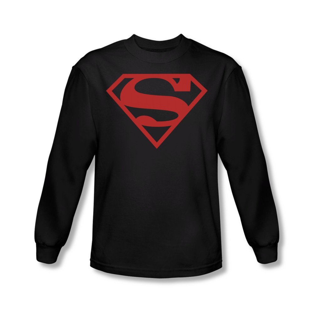 Superman Crimson Logo Long Sleeve T-Shirt Small Black