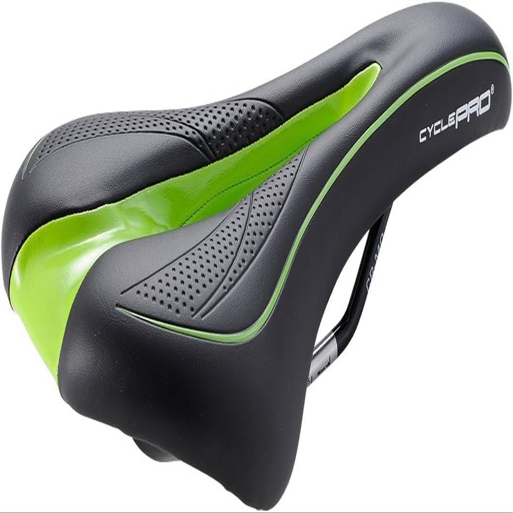 Cycle PRO (CP-SD3256) Cut Zone Comfort Saddle Black/Green, 10.5 oz (298 g)