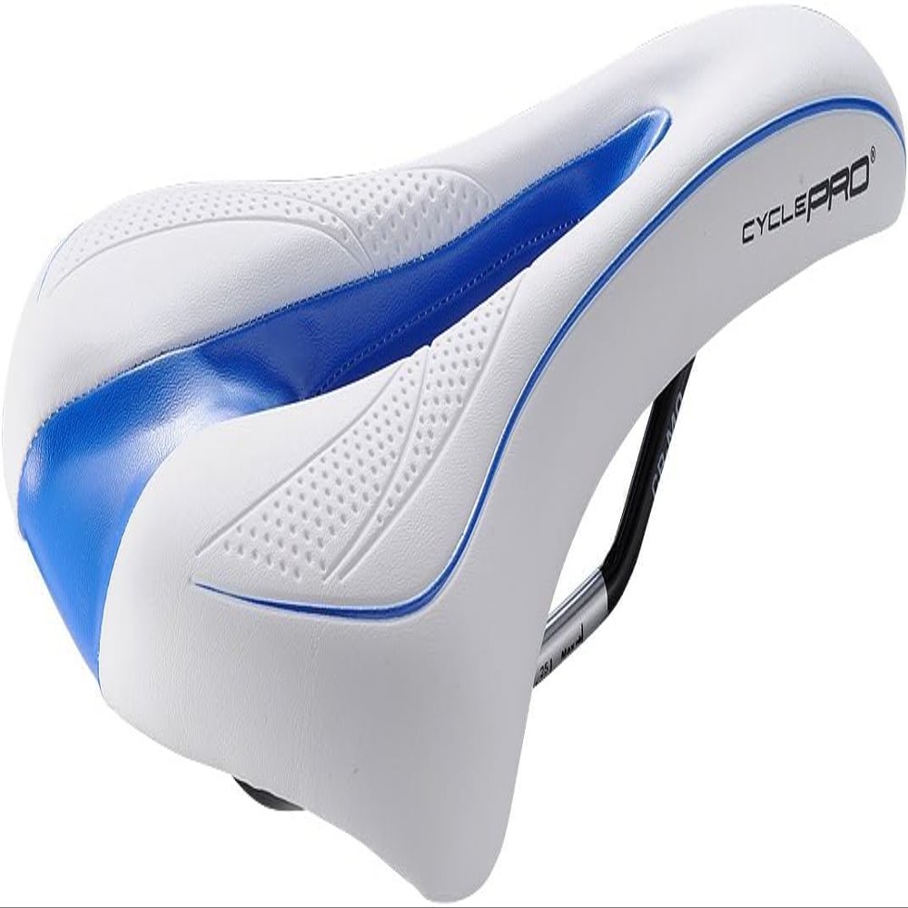 Cycle PRO (CP-SD3256) Cut Zone Comfort Saddle White/Blue, 10.5 oz (298 g)
