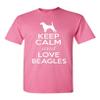 City Shirts Keep Calm and Love Beagles Adult Pink T-shirt Tee (Medium, Pink) view 1