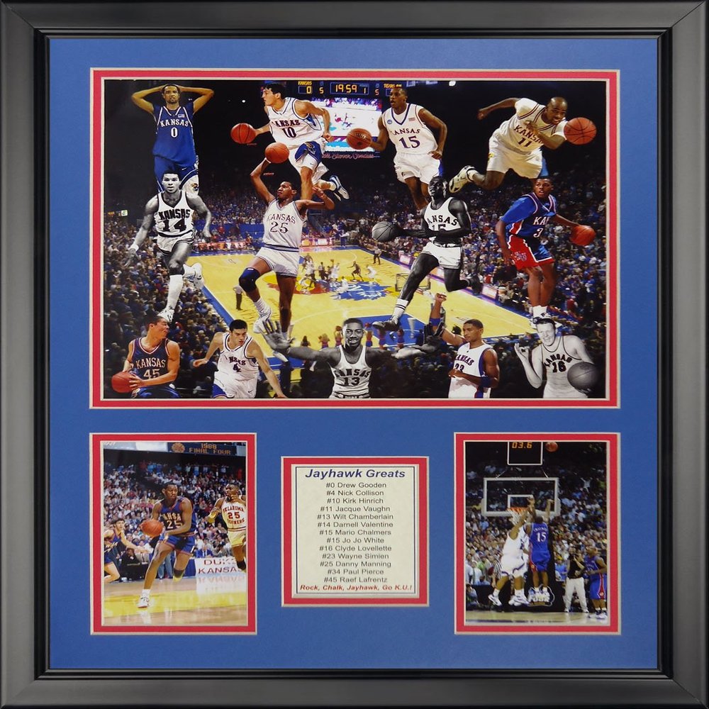 Legends Never Die NCAA Kansas Jayhawks Greats Framed Photo Collage, 18" x 22"