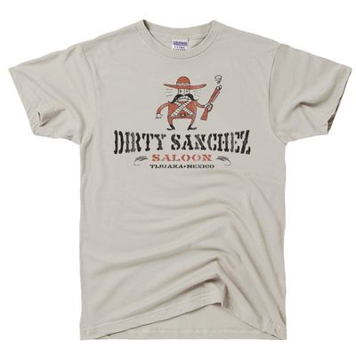 DIRTYRAGZ Men's Dirty Sanchez Saloon Graphic T Shirt S Khaki