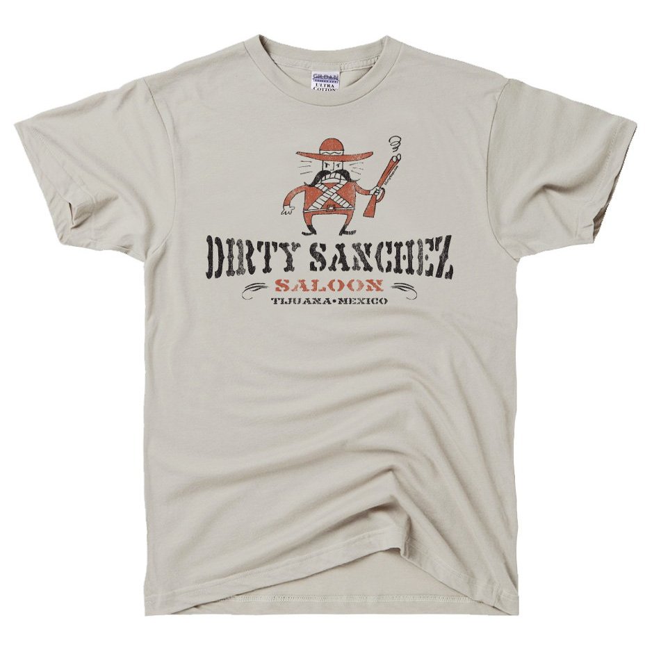 DIRTYRAGZ Men's Dirty Sanchez Saloon Graphic T Shirt S Khaki