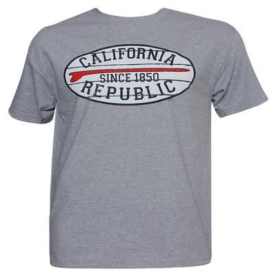 Gravity Trading Mens Short-Sleeve Surfboard Men's California Republic Grey T-Shirt - 3X-Large