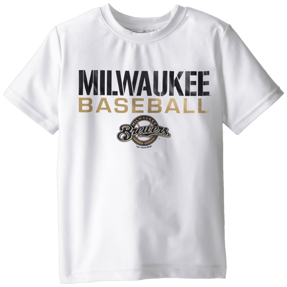 MLB Milwaukee Brewers Juvenile Signature Logo Swim Tops, Large