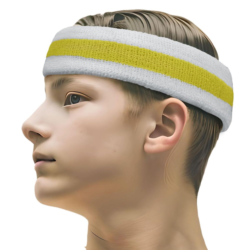 COUVER Sports Headband Sweatbands Terry Cloth Moisture Wicking Sweat Absorbing Head Band - Yellow