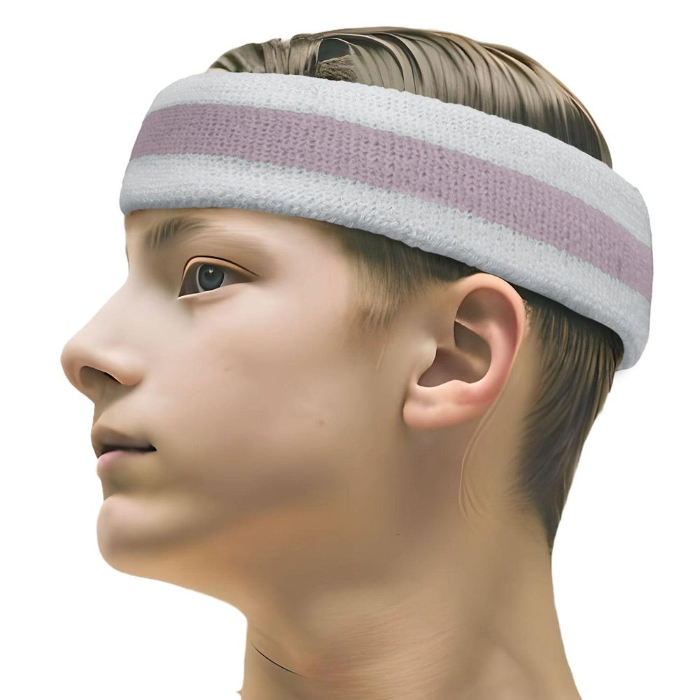 COUVER Sports Headband Sweatbands Terry Cloth Moisture Wicking Sweat Absorbing Head Band - Light Pink