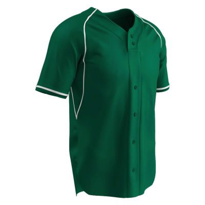Champro Cycle Dri Gear 2 Faux Button Polyester Jersey - Baseball, Softball, Youth Medium, Forest Green, White