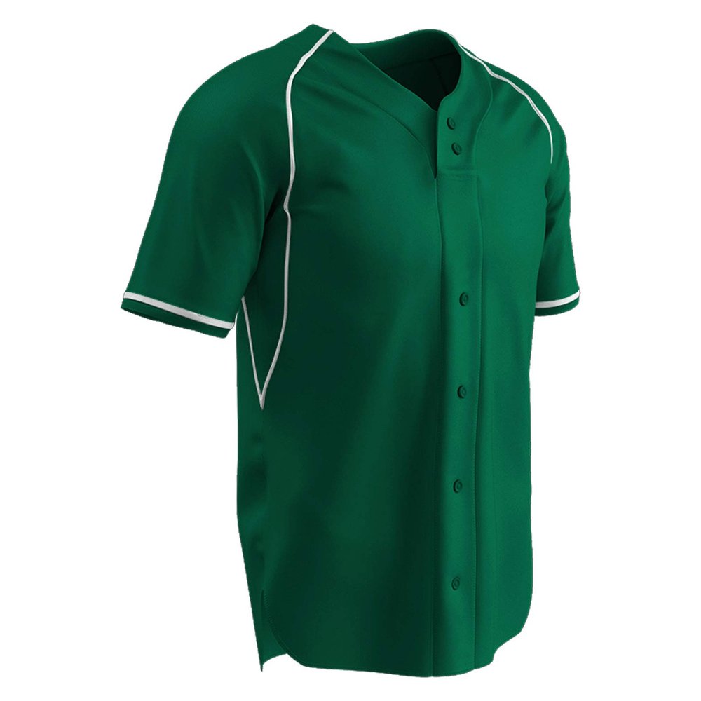Champro Cycle Dri Gear 2 Faux Button Polyester Jersey - Baseball, Softball, Youth Medium, Forest Green, White