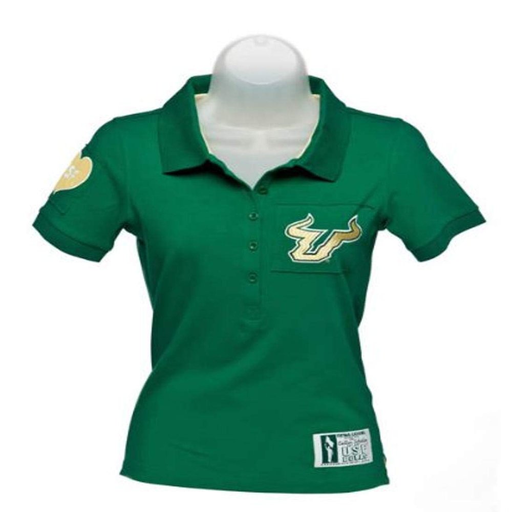 NCAA South Florida Bulls Women's Collar Scholar Polo Shirt, Green, Large