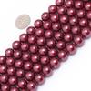 10mm Round Gemstone Wine Red Pearl Shell Beads Strand 15 Inches Jewelry Making Beads view 2