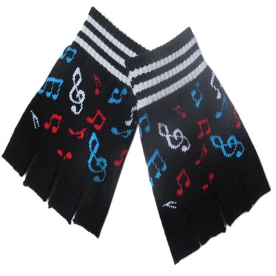 Black Multicolored Music Note Fingerless Gloves/Glovelets