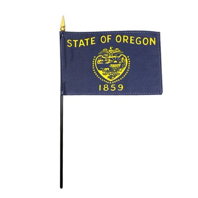 12 Pack 4 in. X 6 in. Oregon Mounted on a 10 in. Black Staff with Gold Spear tip