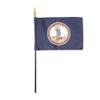 12 Pack 4 in. X 6 in. Virginia Mounted on a 10 in. Black Staff with Gold Spear tip view 1