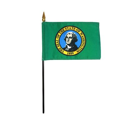 12 Pack 4 in. X 6 in. Washington Mounted on a 10 in. Black Staff with Gold Spear tip