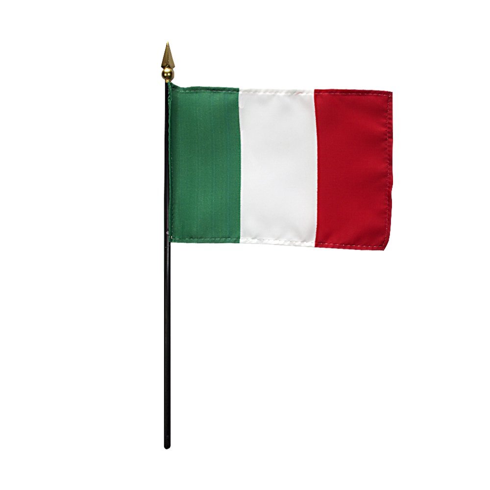 12 Pack 4 in. X 6 in. Italy Mounted on a 10 in. Black Staff with Gold Spear tip