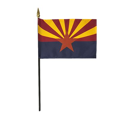 12 Pack 4 in. X 6 in. Arizona Mounted on a 10 in. Black Staff with Gold Spear tip