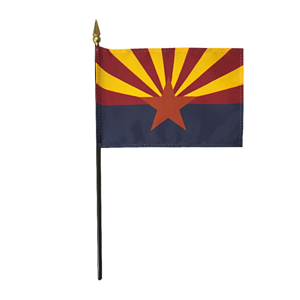 12 Pack 4 in. X 6 in. Arizona Mounted on a 10 in. Black Staff with Gold Spear tip