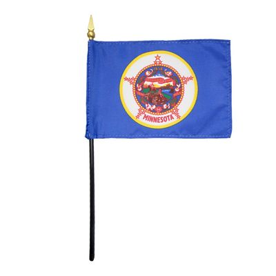 12 Pack 4 in. X 6 in. Minnesota Mounted on a 10 in. Black Staff with Gold Spear tip