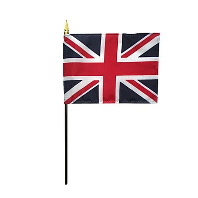 12 Pack 4 in. X 6 in. United Kingdom Mounted on a 10 in. Black Staff with Gold Spear tip