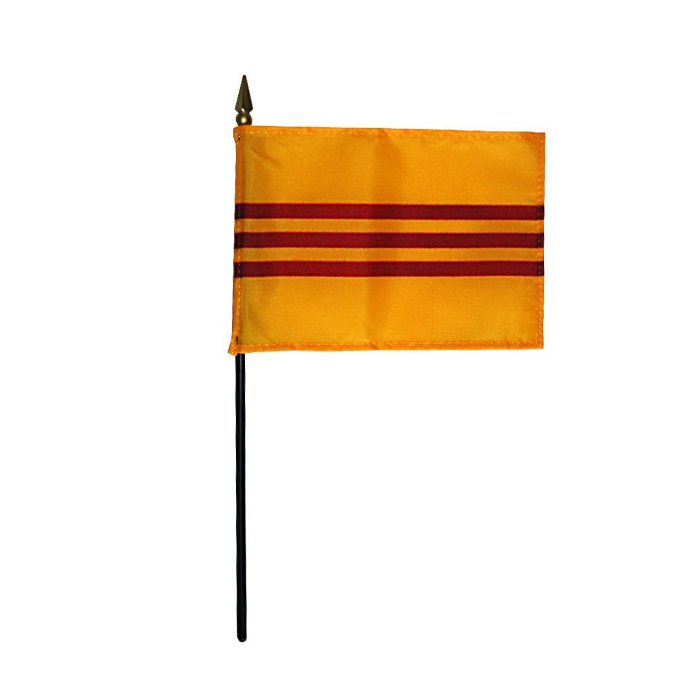 12 Pack 4 in. X 6 in. South Vietnam 1948 to 1975 Mounted on a 10 in. Black Staff with Gold Spear tip