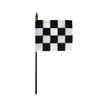 12 Pack 4 in. X 6 in. Checkered Race Mounted on a 10 in. Black Staff with Gold Spear tip. view 1