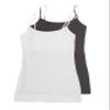 2 Pack Active Basic Women's Long Cami w/ Built in Bra Large Charcoal, White view 1