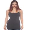 2 Pack Active Basic Women's Long Cami w/ Built in Bra Large Charcoal, White view 3