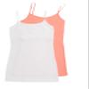 2 Pack Active Basic Women's Long Cami w/ Built in Bra Med White, Coral view 1