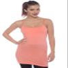2 Pack Active Basic Women's Long Cami w/ Built in Bra Med White, Coral view 3